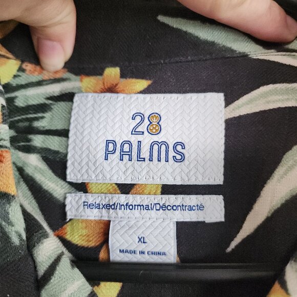 28 Palms Mens Shirt Size XL Relaxed Linen Silk Button Up Hawaiian Resort Black - Picture 3 of 6